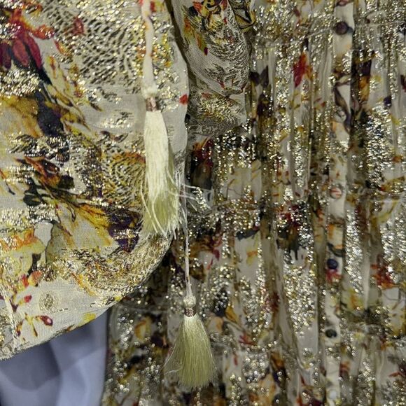 FREE PEOPLE BY ROCOCO SANDS METALLIC FLORAL PRINT MINI DRESS NWT - Picture 11 of 12